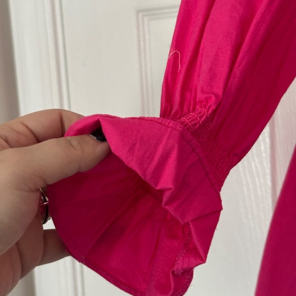 Tuckernuck Pomander Place Easton Blouse Pink Cotton Poplin Long Sleeve Blouse M - Picture 3 of 8